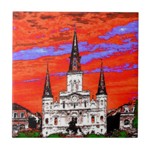 Cathedral, New Orleans, Fauvist Colours Tile
