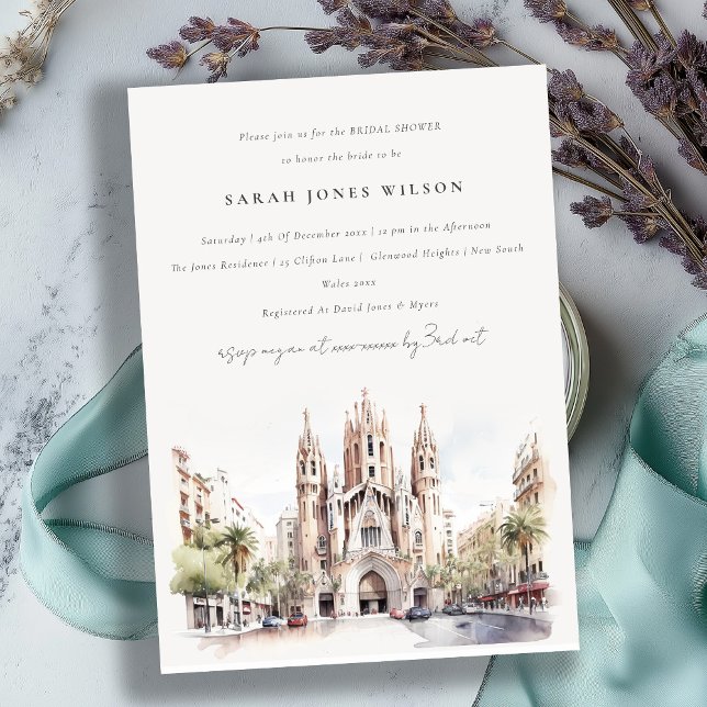 Cathedral of Barcelona Spain Bridal Shower Invitation (Creator Uploaded)