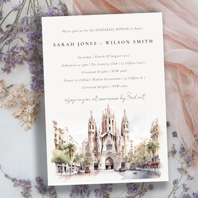 Cathedral of Barcelona Spain Rehearsal Dinner Invitation (Creator Uploaded)
