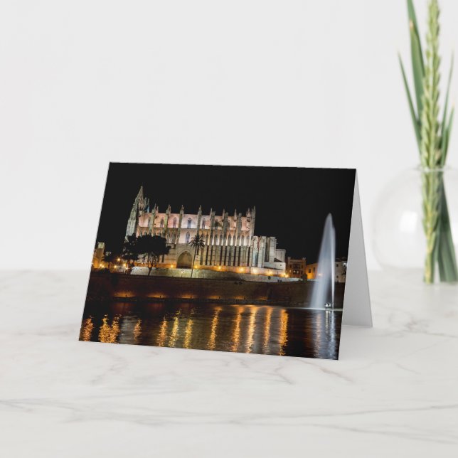 Cathedral of Palma de Mallorca at night - Spain Card (Front)