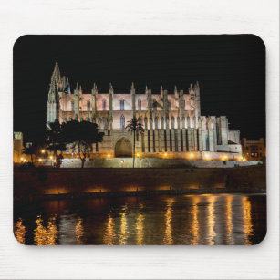 Cathedral of Palma de Mallorca at night - Spain Mouse Pad