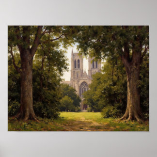 Cathedral Park Trees Impressionist Oil Painting Poster
