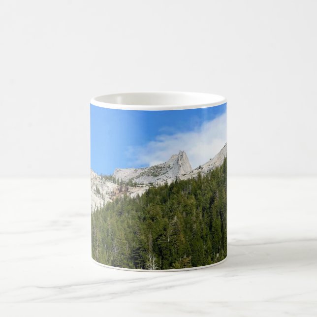 Cathedral Peak at Tenaya Lake, Yosemite, CA Coffee Mug (Center)