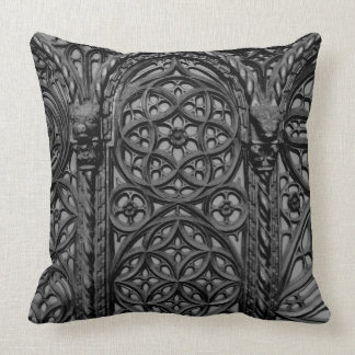 Cathedral Pew Geometric Wood Carving Pattern 03 Throw Pillow