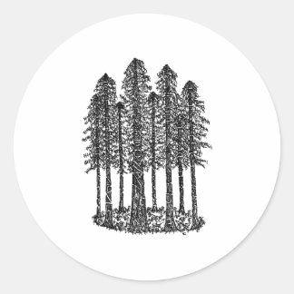 Cathedral Ring (Coastal Redwoods Sketch) Classic Round Sticker