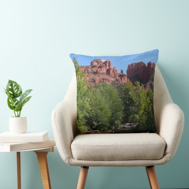 Cathedral Rock and Stream in Sedona Arizona Throw Pillow (Chair)