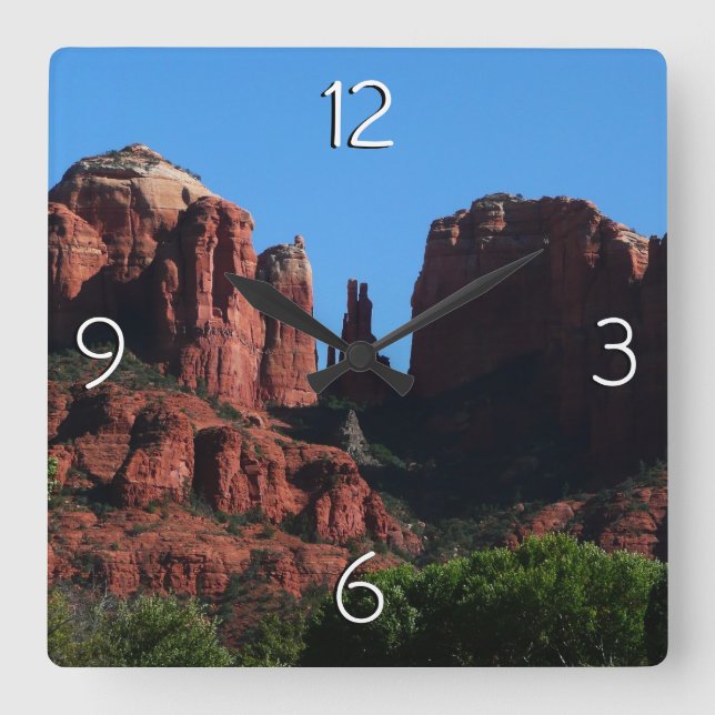 Cathedral Rock in Sedona Arizona Monument Square Wall Clock (Front)
