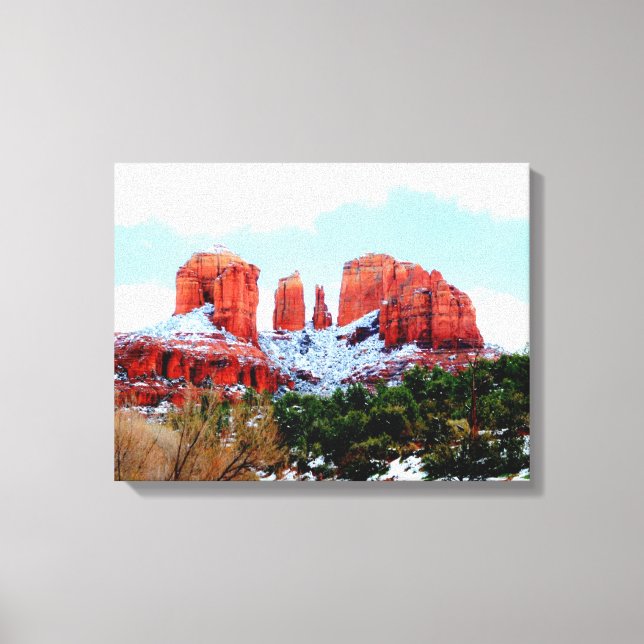 Cathedral Rock in the Snow Canvas Print (Front)