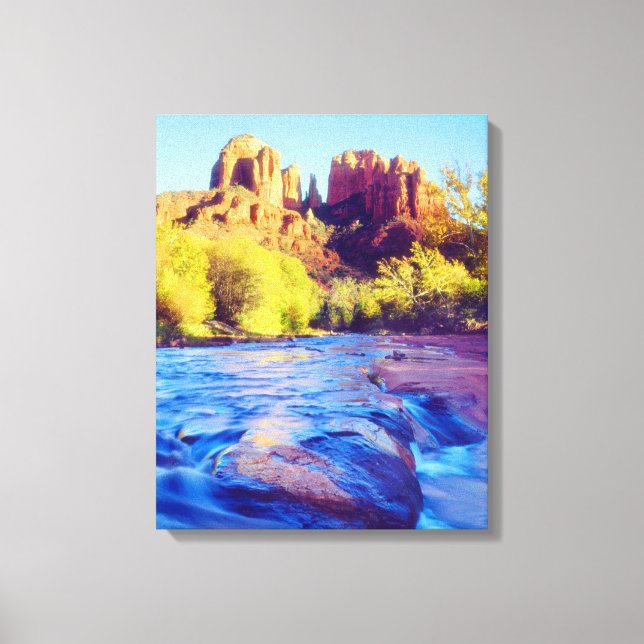 Cathedral Rock reflecting in Oak Creek, Arizona Canvas Print (Front)