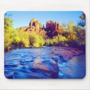 Cathedral Rock reflecting in Oak Creek, Arizona Mouse Pad