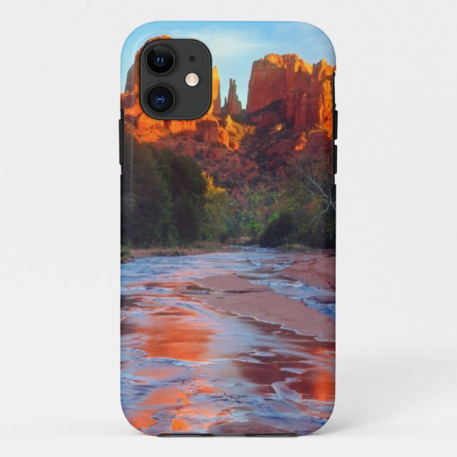 Cathedral Rock reflecting in Oak Creek at Sunset Case-Mate iPhone Case (Back)