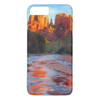 Cathedral Rock reflecting in Oak Creek at Sunset