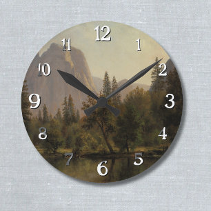 Cathedral Rocks, Yosemite Valley Albert Bierstadt Round Clock
