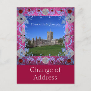Cathedral rubies Art Deco Change of Address Announcement Postcard