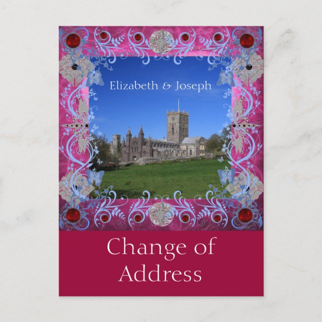 Cathedral rubies Art Deco Change of Address Announcement Postcard (Front)
