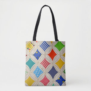 cathedral window handmade quilt pattern tote bag