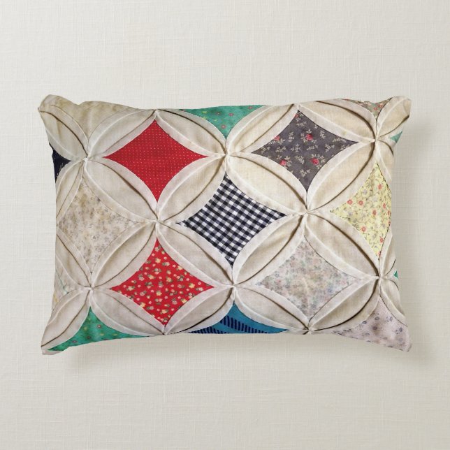 Cathedral Window Quilt Pattern Accent Pillow (Front)