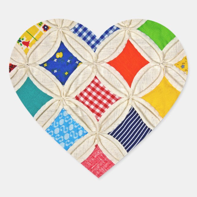 Cathedral Window Quilt Pattern Heart Sticker (Front)