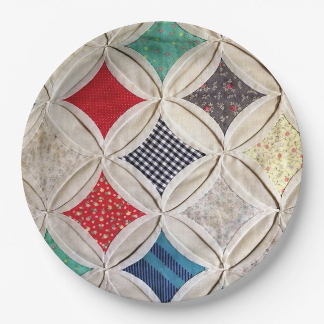 Cathedral Window Quilt Pattern Paper Plate (Front)