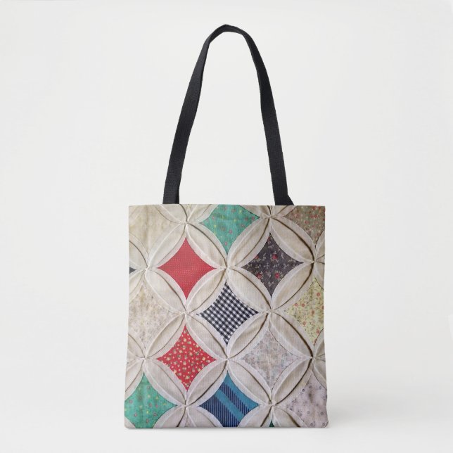 Cathedral Window Quilt Pattern Tote Bag (Front)