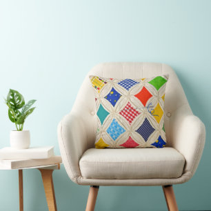 Cathedral Window Quilt With Needle Throw Pillow