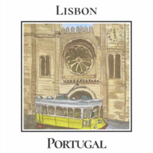 Cathedral, Yellow Streetcar, Lisbon Portugal