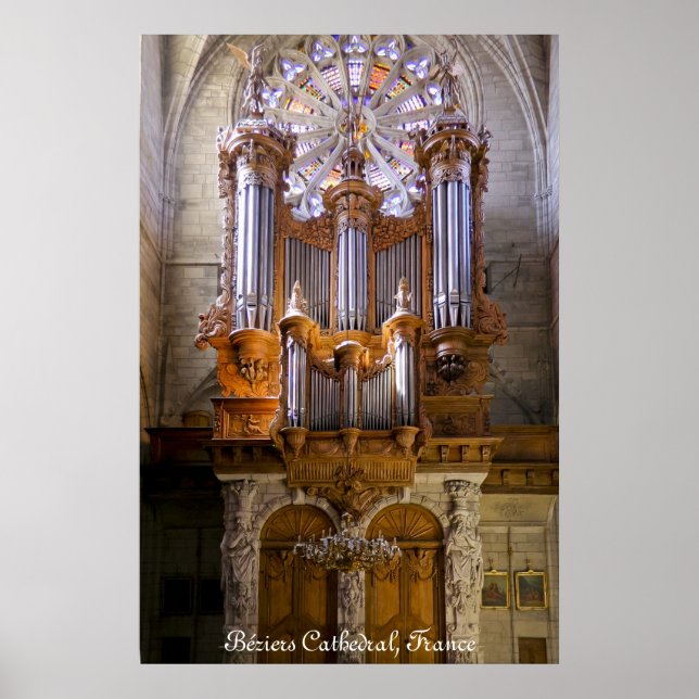 Cathédrale de Béziers, France, affiche d'orgue sou (Devant)