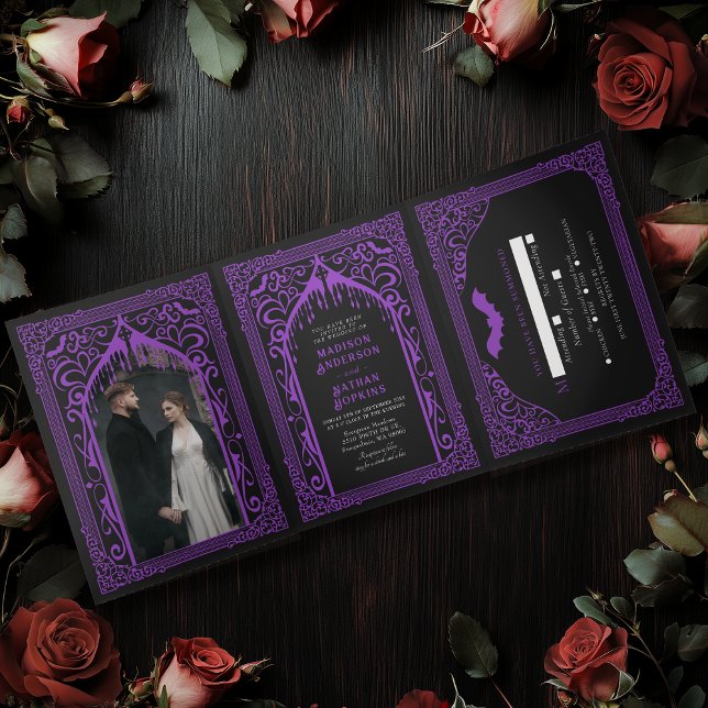 Cathédrale gothique violette Vampire Faire-part de (Créateur téléchargé)