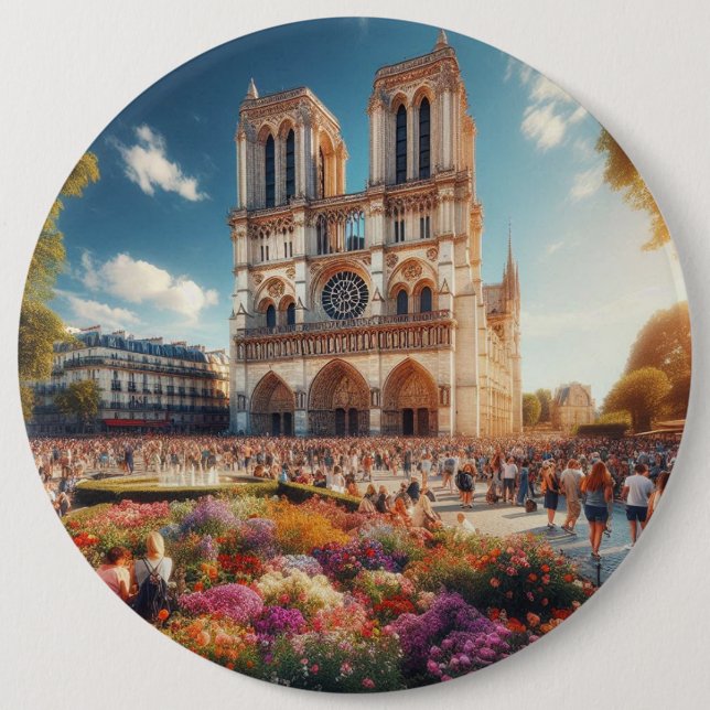  Cathédrale Notre-Dame de Paris 6 Inch Round Button (Front)