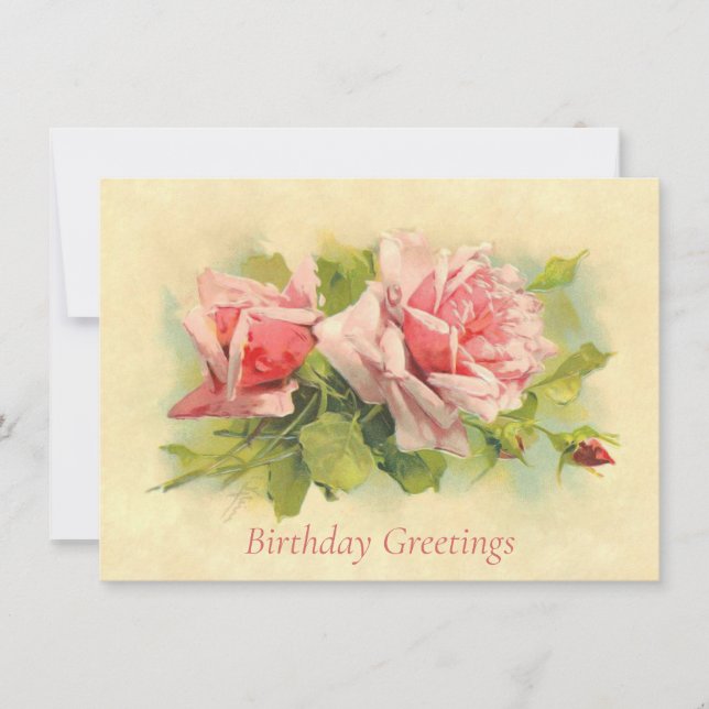 Catherine Klein Pink Rose Spray Birthday Postcard (Front)