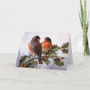 Catherine Klein: Robins on Holly Holiday Card