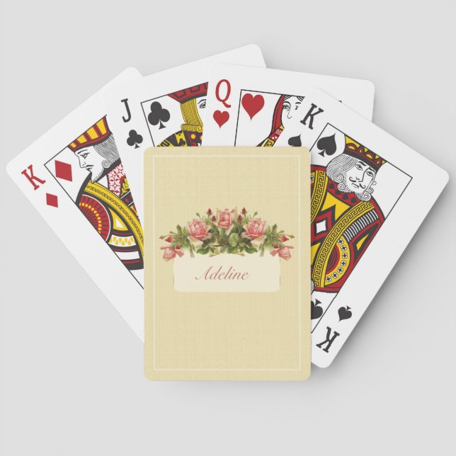 Catherine Klein Vintage Apricot Pink Roses Playing Cards (Back)