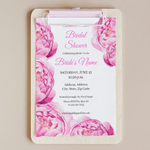 Catherine Pink Peony Bridal Shower Invitation