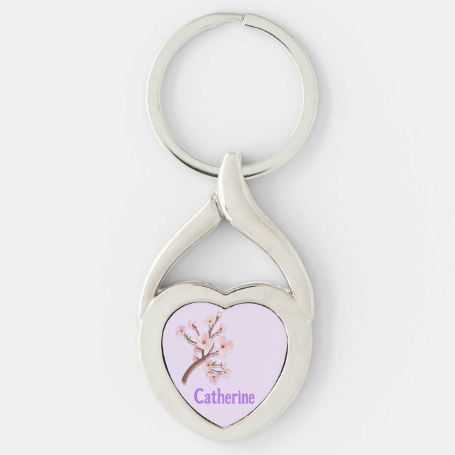 Catherine Sakura Blossom Branch Heart Keychain (Front)