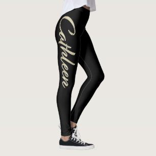 Cathleen white gold Handwriting trousers Leggings