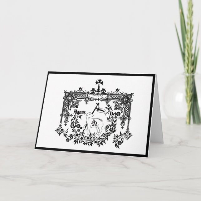 Catholic Agnus Dei Lamb of God Holiday Card (Front)