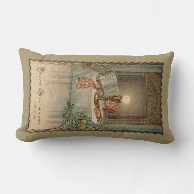 Catholic Altar Chalice Missal Eucharist Priest Lumbar Pillow (Front)