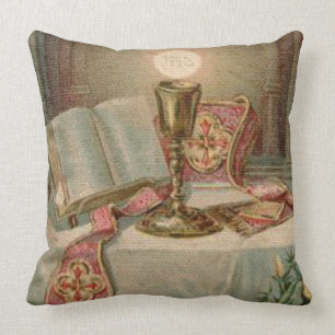 Catholic Altar Chalice Missal Eucharist Priest Throw Pillow
