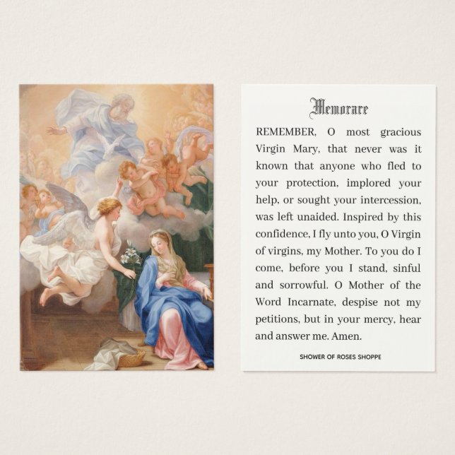 Catholic Annunciation of Mary Memorare Prayer (Front & Back)