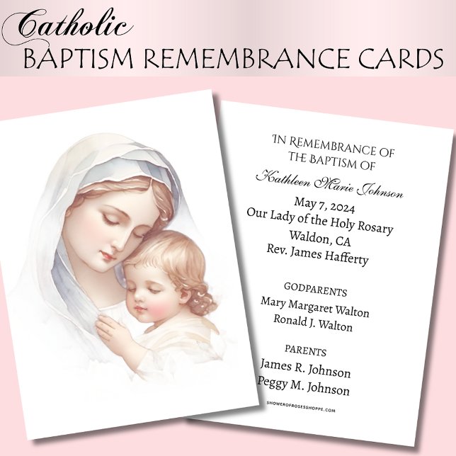 Catholic Baby  Baptism Remembrance Holy Card (Creator Uploaded)