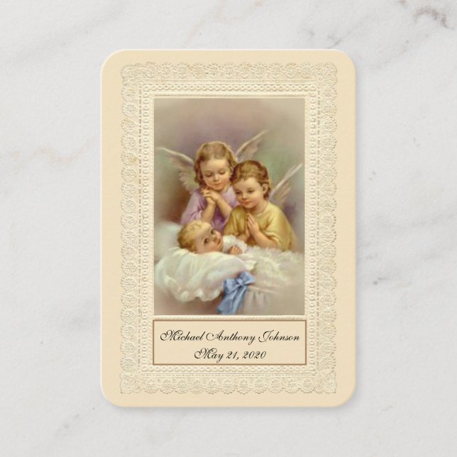 Catholic Baby Boy Baptismal Remembrance Holy Card (Front)