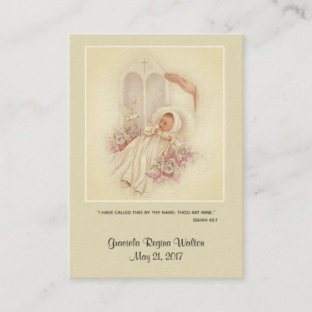 Catholic Baby Girl Baptismal Remembrance Holy Card (Front)