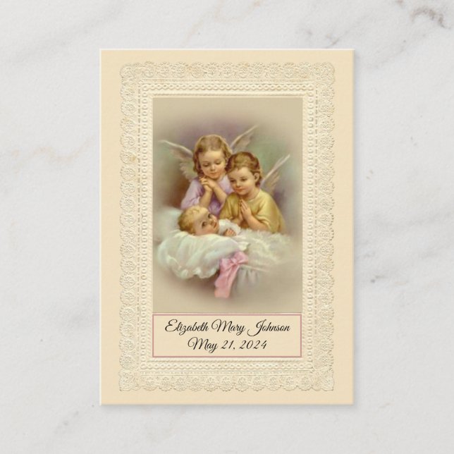 Catholic Baby Girl Baptismal Remembrance Holy Card (Front)