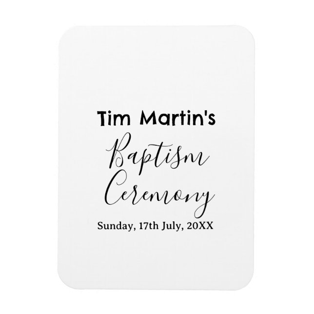 Catholic baptism ceremony name date simple minimal magnet (Vertical)