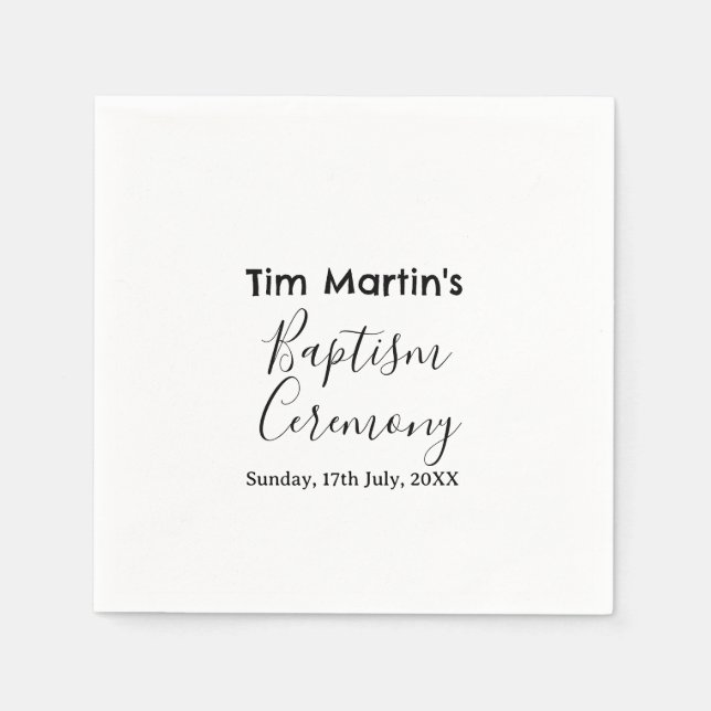 Catholic baptism ceremony name date simple minimal napkin (Front)