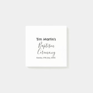 Catholic baptism ceremony name date simple minimal post-it notes