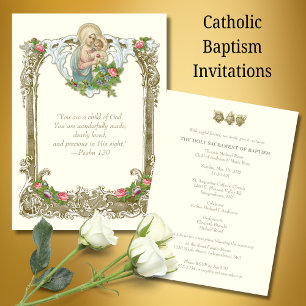 Catholic Baptism Christening Mary Jesus Invitation