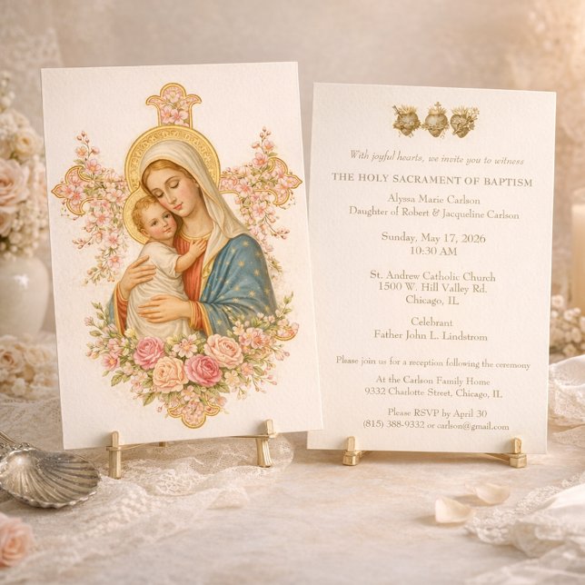 Catholic Baptism Christening Mary Jesus Invitation (Creator Uploaded)