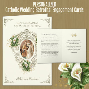 Catholic Betrothal Engagement Wedding Floral Card
