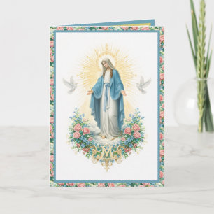 Catholic Birthday Our Lady of Grace Floral Card